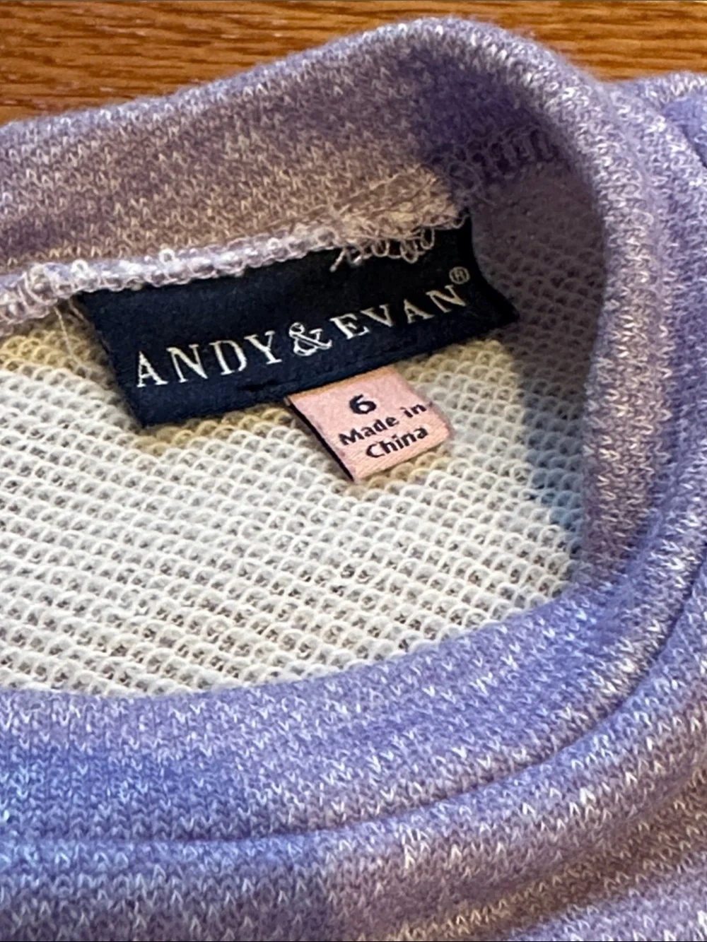 Andy & Evan Light Purple Long-Sleeve Knit and Lace Dress